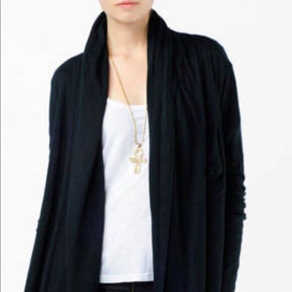 T by Alexander Wang black cotton cardigan long size small - Picture 3 of 10
